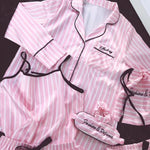 7 pieces Pink pajamas sets satin silk - Yrvan-Shop