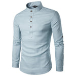 Men Casual Shirt long sleeve Mandarin Collar - Yrvan-Shop