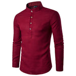 Men Casual Shirt long sleeve Mandarin Collar - Yrvan-Shop