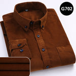 Autumn Corduroy Men's Shirts Loose Male Long Sleeve Solid Soft - Yrvan-Shop