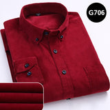 Autumn Corduroy Men's Shirts Loose Male Long Sleeve Solid Soft - Yrvan-Shop