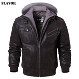 Men's Real Leather Jacket Men Motorcycle Removable Hood winter coat Men Warm Genuine Leather Jackets - Yrvan-Shop