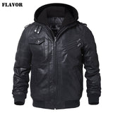 Men's Real Leather Jacket Men Motorcycle Removable Hood winter coat Men Warm Genuine Leather Jackets - Yrvan-Shop
