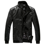 2019 New Fashion Autumn Male Leather Jacket Black Brown Mens Stand Collar Coats Leather Biker Jackets Motorcycle Leather Jacket - Yrvan-Shop