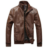 2019 New Fashion Autumn Male Leather Jacket Black Brown Mens Stand Collar Coats Leather Biker Jackets Motorcycle Leather Jacket - Yrvan-Shop