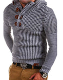 Hooded Sweater Men Horn Buckle Knitted Pullovers - Yrvan-Shop