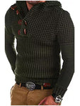 Hooded Sweater Men Horn Buckle Knitted Pullovers - Yrvan-Shop