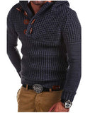 Hooded Sweater Men Horn Buckle Knitted Pullovers - Yrvan-Shop