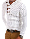 Hooded Sweater Men Horn Buckle Knitted Pullovers - Yrvan-Shop