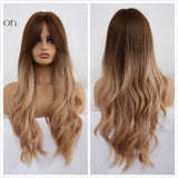 Ombre Wavy Wigs Black Brown Blonde Synthetic Wigs - Yrvan-Shop