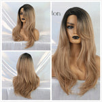 Ombre Wavy Wigs Black Brown Blonde Synthetic Wigs - Yrvan-Shop