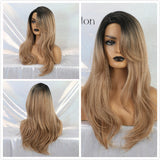 Ombre Wavy Wigs Black Brown Blonde Synthetic Wigs - Yrvan-Shop