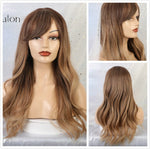 Ombre Wavy Wigs Black Brown Blonde Synthetic Wigs - Yrvan-Shop