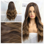 Ombre Wavy Wigs Black Brown Blonde Synthetic Wigs - Yrvan-Shop