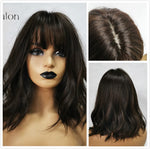 Ombre Black Brown Blonde Gray Ash Full Wigs with Bangs for Black Women - Yrvan-Shop