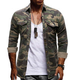 Camouflage Denim Shirt for Man Army green Long sleeved - Yrvan-Shop