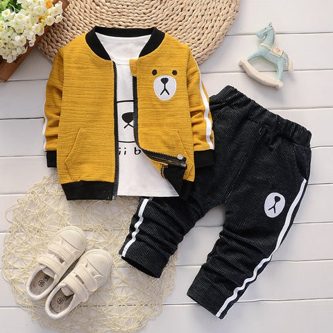 Baby boys clothing sets spring autumn kids fashion cotton caots+tops+pants 3pcs for boys children casual sports clothes outfits - Yrvan-Shop