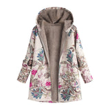 Women's Winter Jacket Windbreaker Plush Floral Print - Yrvan-Shop