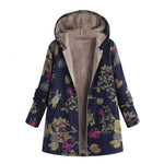 Women's Winter Jacket Windbreaker Plush Floral Print - Yrvan-Shop