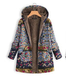 Women's Winter Jacket Windbreaker Plush Floral Print - Yrvan-Shop