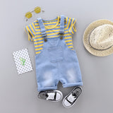 Baby Summer Dress Male 0-13 Years Old Baby Clothes Young Boy Westernized Belt Pants Children Handsome Two-piece Clothing - Yrvan-Shop