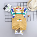 Baby Summer Dress Male 0-13 Years Old Baby Clothes Young Boy Westernized Belt Pants Children Handsome Two-piece Clothing - Yrvan-Shop