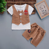 Baby Summer Dress Male 0-13 Years Old Baby Clothes Young Boy Westernized Belt Pants Children Handsome Two-piece Clothing - Yrvan-Shop