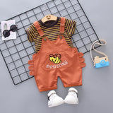Baby Summer Dress Male 0-13 Years Old Baby Clothes Young Boy Westernized Belt Pants Children Handsome Two-piece Clothing - Yrvan-Shop