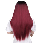 Ombre Blue Green Straight Long Synthetic Wigs For Women - Yrvan-Shop