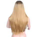 wig Long Straight Synthetic Wig Mixed Brown and Blonde - Yrvan-Shop