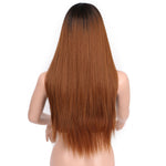 wig Long Straight Synthetic Wig Mixed Brown and Blonde - Yrvan-Shop