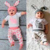 2019 Hot Sale Newborn Baby Girl Boy Cartoon First Easter 3D Bunny Outfits Romper Hat Pants Set baby boy clothes vestido infantil - Yrvan-Shop