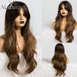 Ombre Wavy Wigs Black Brown Blonde Synthetic Wigs - Yrvan-Shop