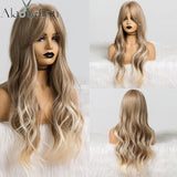 Ombre Wavy Wigs Black Brown Blonde Synthetic Wigs - Yrvan-Shop