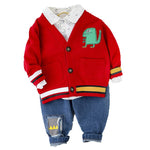 Toddler Boy Clothes Sets For Boy Girl Baby 2020 New Fashion Dinosaur 3pcs Knit Coat Shirt Jeans Set Clothing Boys 1 2 3 4 Year - Yrvan-Shop