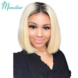 Short Bob Wigs Remy Brazilian Straight Lace Wig Ombre Lace Front Human Hair Wig For Women - Yrvan-Shop