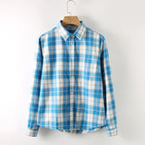 Cotton Plaid Shirt Women Plus Size Tops Casual Lapel Collar - Yrvan-Shop