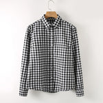 Cotton Plaid Shirt Women Plus Size Tops Casual Lapel Collar - Yrvan-Shop