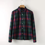 Cotton Plaid Shirt Women Plus Size Tops Casual Lapel Collar - Yrvan-Shop