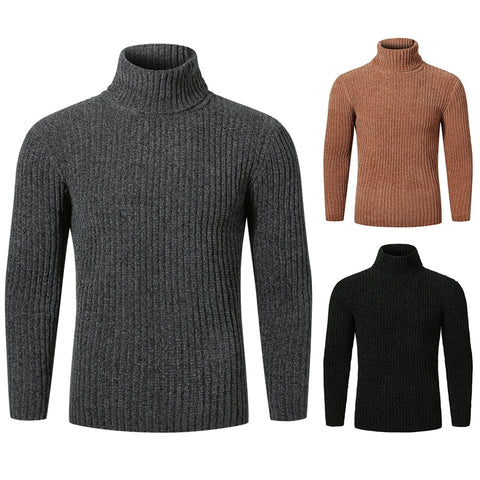 Autumn Winter Men's Sweater Solid Slim Fit - Yrvan-Shop