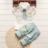 Bibicola summer baby boys clothing sets children boys tops+pants 2 pcs suits kids gentleman casual clothes boys tracksuits set - Yrvan-Shop