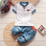 Bibicola summer baby boys clothing sets children boys tops+pants 2 pcs suits kids gentleman casual clothes boys tracksuits set - Yrvan-Shop