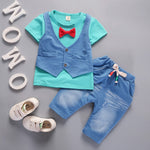 Bibicola summer baby boys clothing sets children boys tops+pants 2 pcs suits kids gentleman casual clothes boys tracksuits set - Yrvan-Shop