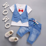 Bibicola summer baby boys clothing sets children boys tops+pants 2 pcs suits kids gentleman casual clothes boys tracksuits set - Yrvan-Shop