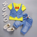 Bibicola summer baby boys clothing sets children boys tops+pants 2 pcs suits kids gentleman casual clothes boys tracksuits set - Yrvan-Shop