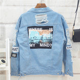 Where is My Mind? Korea Retro Washing Patch Bomber Jacket - Yrvan-Shop