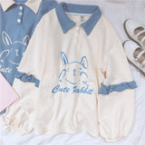 Soft Girl Cute Rabbit Letter Women Vintage Sweatshirts - Yrvan-Shop