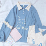 Soft Girl Cute Rabbit Letter Women Vintage Sweatshirts - Yrvan-Shop