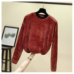 Chic Vintage chenille Cashmere Women Full sleeve Gold velvet Sweaters - Yrvan-Shop