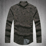 Floral Casual Men Shirt Long Sleeve Europe Style Slim Fit - Yrvan-Shop